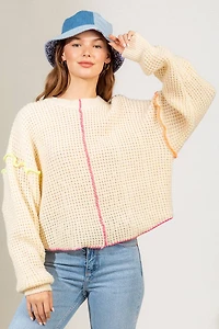 Cream Stitch Detail Sweater