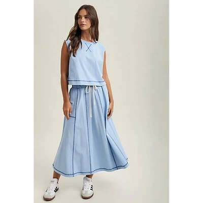 Blue Tank & Skirt Set