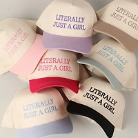 Literally Just A Girl Embroidery Two Tone Trucker Hat: FUCHSIA / ONE SIZE