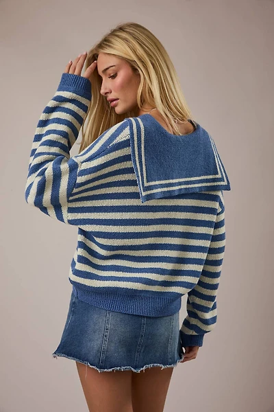 Blue Sailor Collar Stripe Sweater