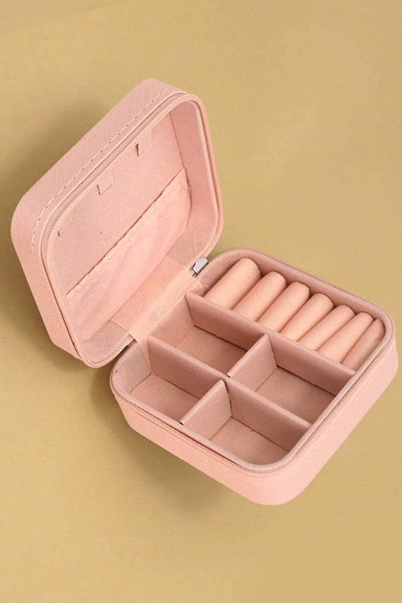 Light Pink Jewelry Organizer Travel Case
