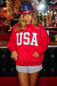 Red USA & Flag Reversible Mockneck