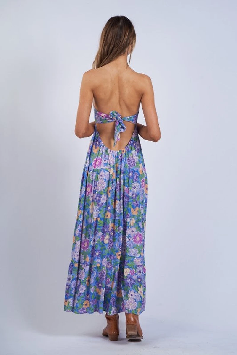 Blooming Floral Open Back Maxi Dress