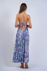 Blooming Floral Open Back Maxi Dress