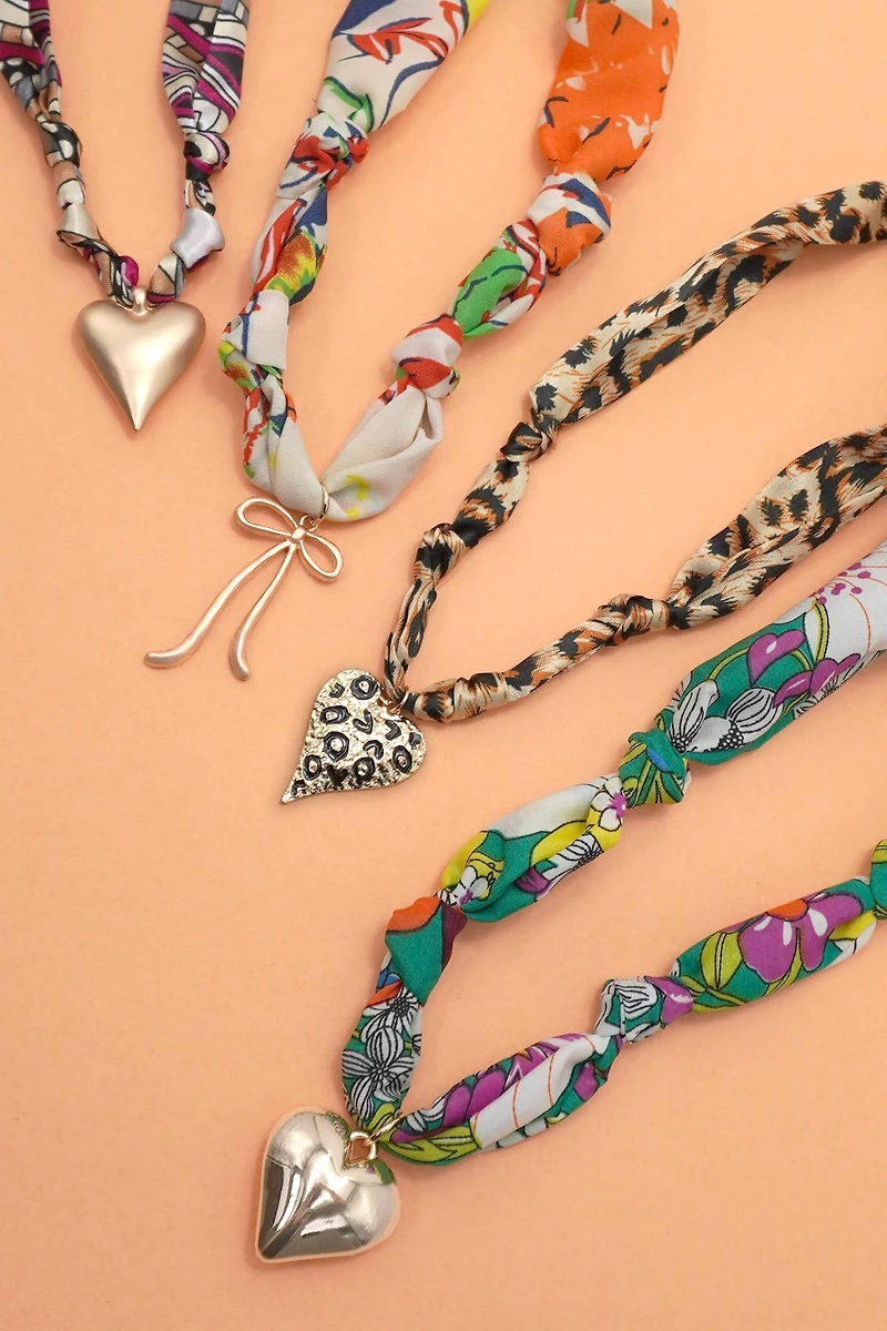 Cheetah Handmade Scarf Charm Necklace