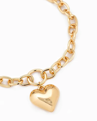 Gold Puffy Heart Chunky Necklace