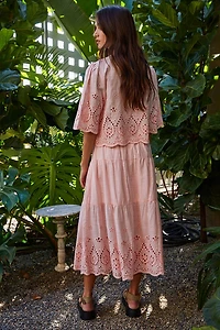 Woven Embroidered V-Neck Top