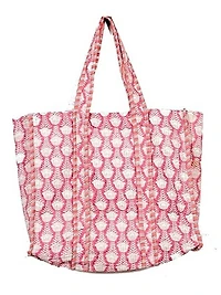 Pink Floral Reversible Quilted Tote Bag