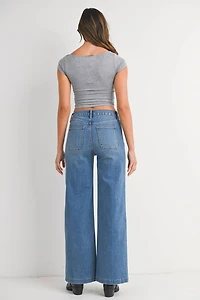 Medium Denim Wide Leg Jean