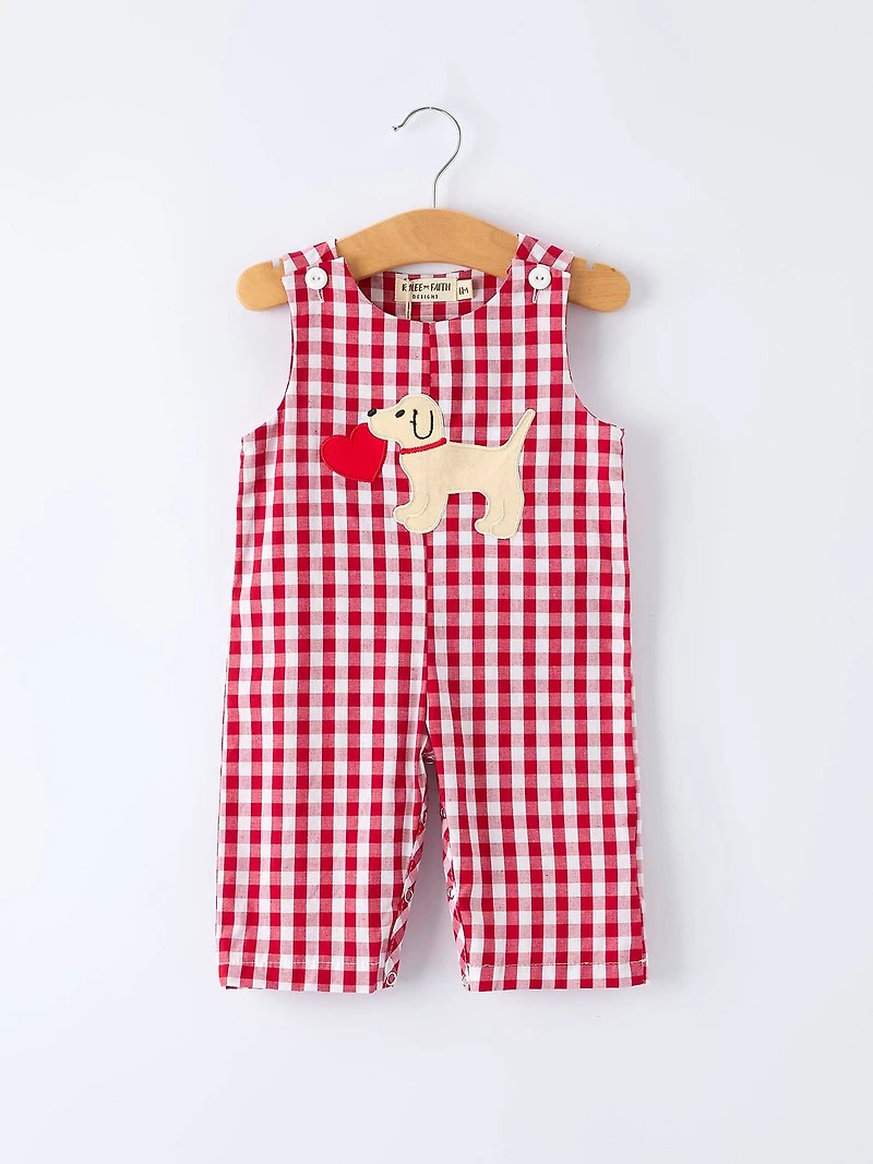 Valentine Red Plaid Boys Romper