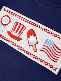 Flag Medal Ice Cream Smock Embroidery Boys Short Sleeved Shorts