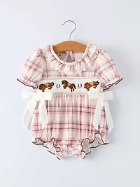 Western Horse Embroidered Smocked Romper