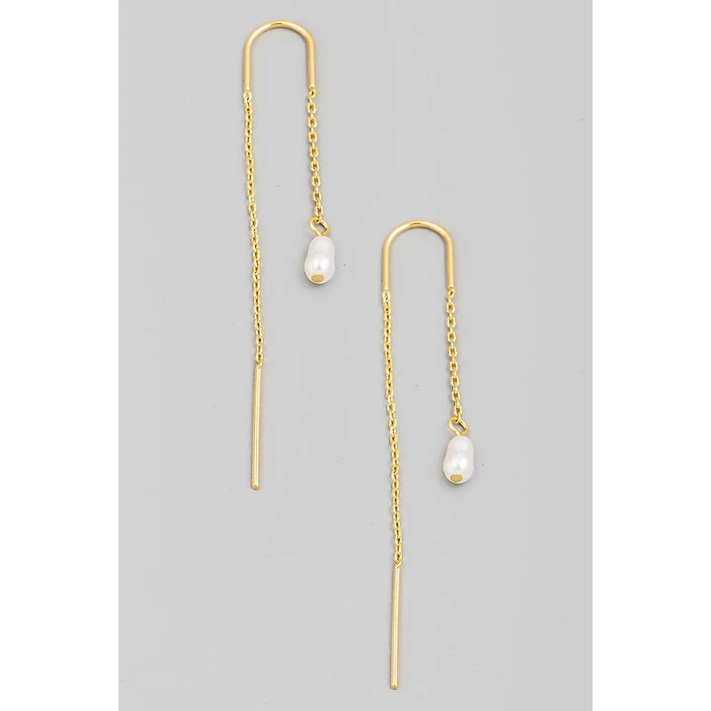 Pearl Bead Chain Threader Earrings