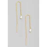 Pearl Bead Chain Threader Earrings