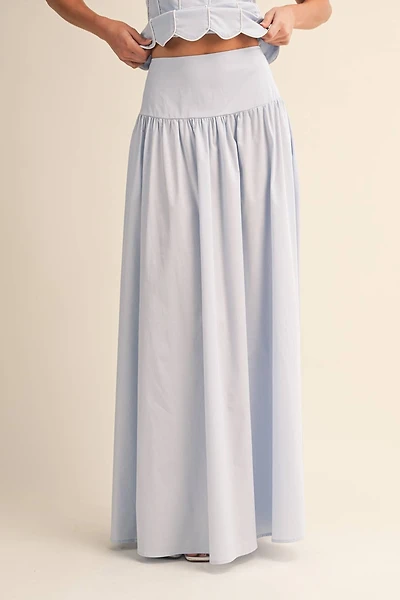 Blue Scalloped Top & Maxi Skirt Set