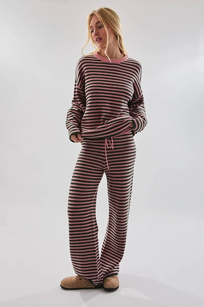Green & Pink Stripe Sweater Pants Set
