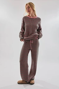 Green & Pink Stripe Sweater Pants Set