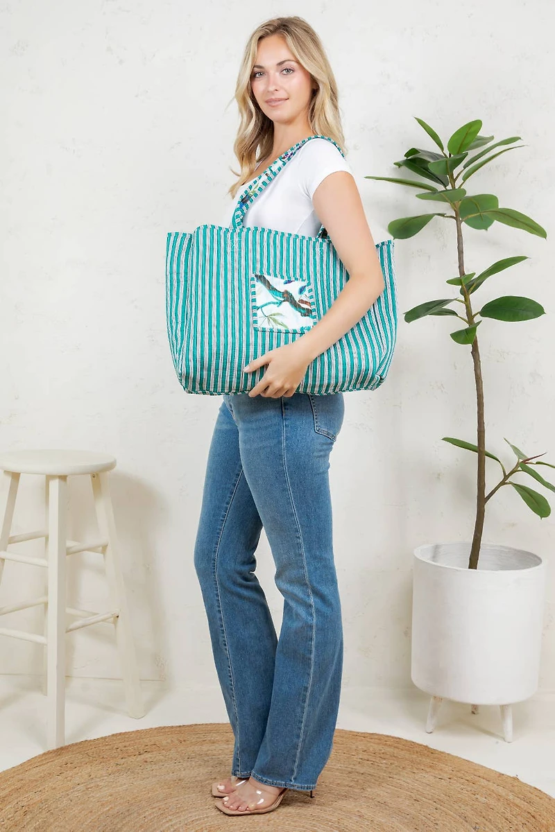 White Bird Quilted Tote Bag