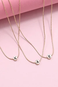 "M" ROUND SNAKE CHAIN INITIAL NECKLACE