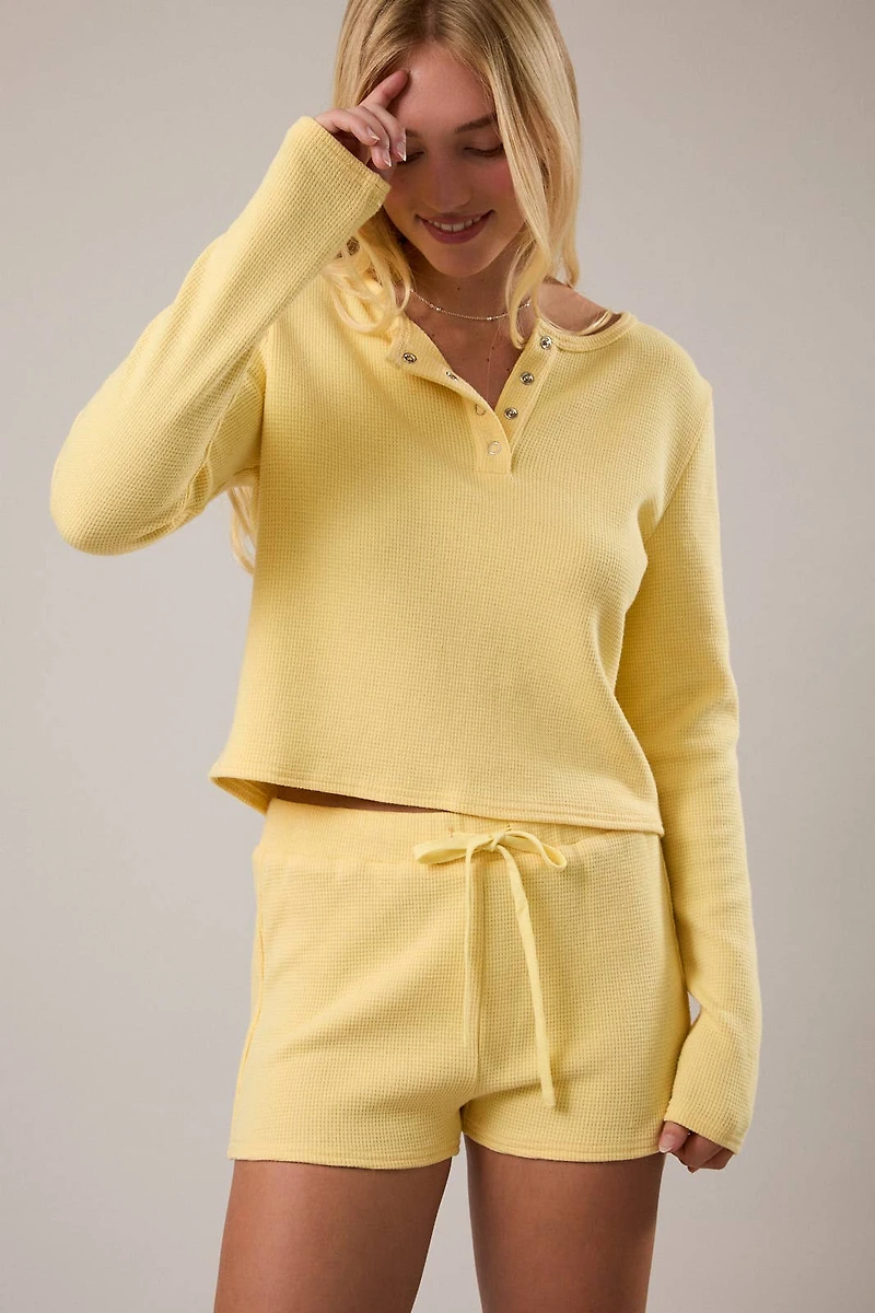 Yellow Waffle Knit & Micro Short Set