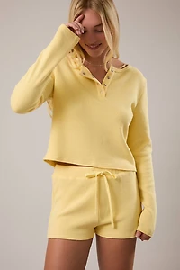 Yellow Waffle Knit & Micro Short Set