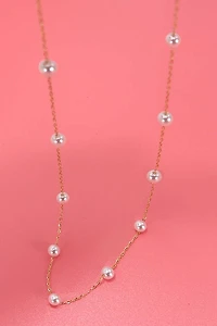 TITANIUM STEEL PEARL STATION NECKLACE