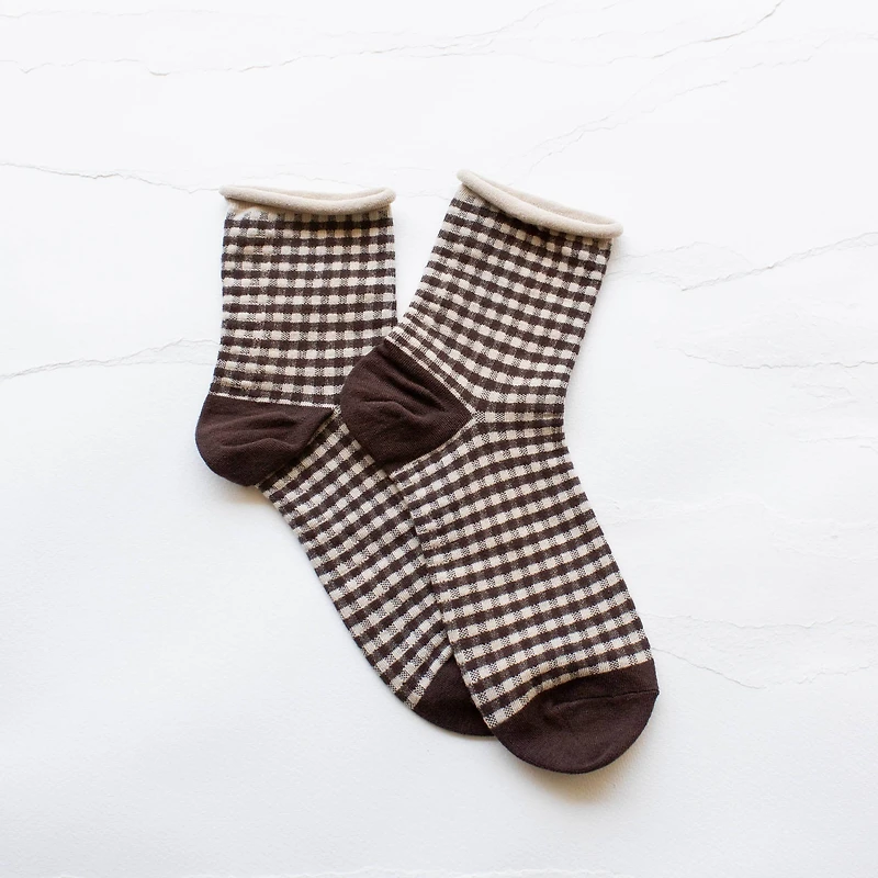 Brown Picnic Mid Crew Socks