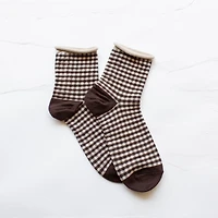 Brown Picnic Mid Crew Socks
