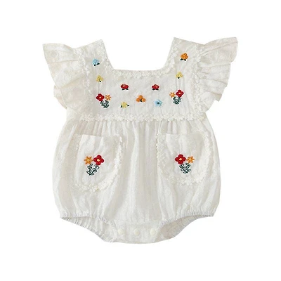 Floral Embroidery Baby Girl Romper