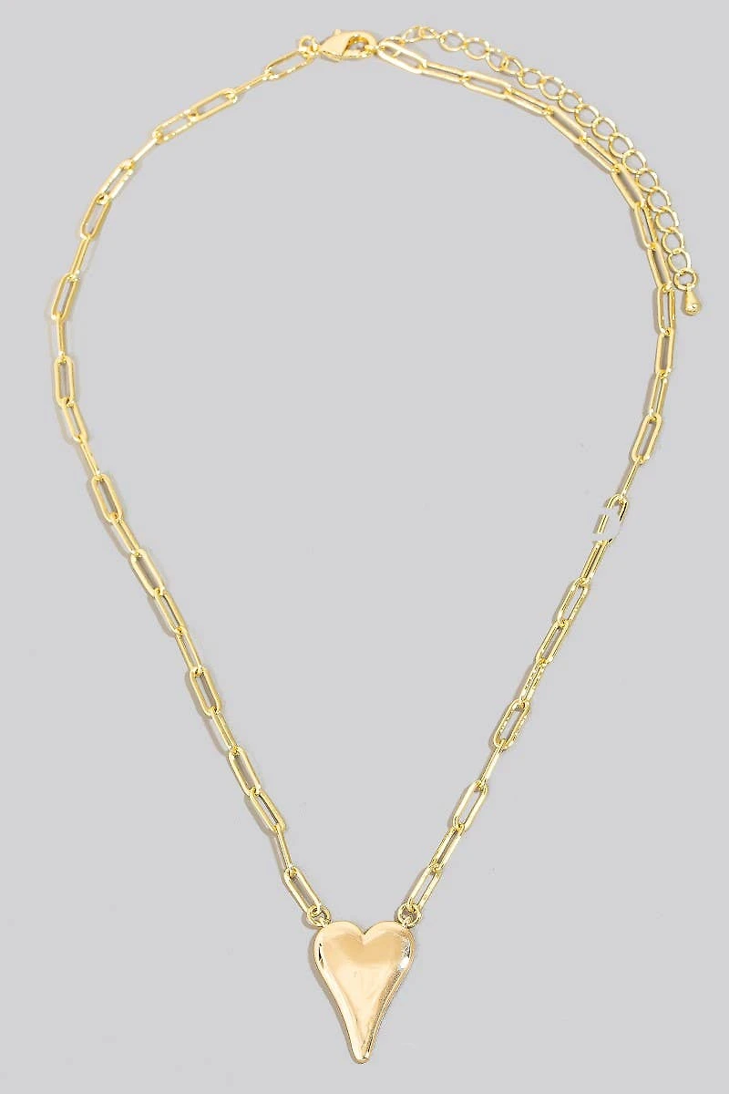 Gold Dipped Long Heart Oval Hoop Chain Necklace