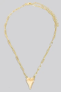Gold Dipped Long Heart Oval Hoop Chain Necklace