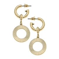 Gold Savannah Disc Drop Hoop Earrings
