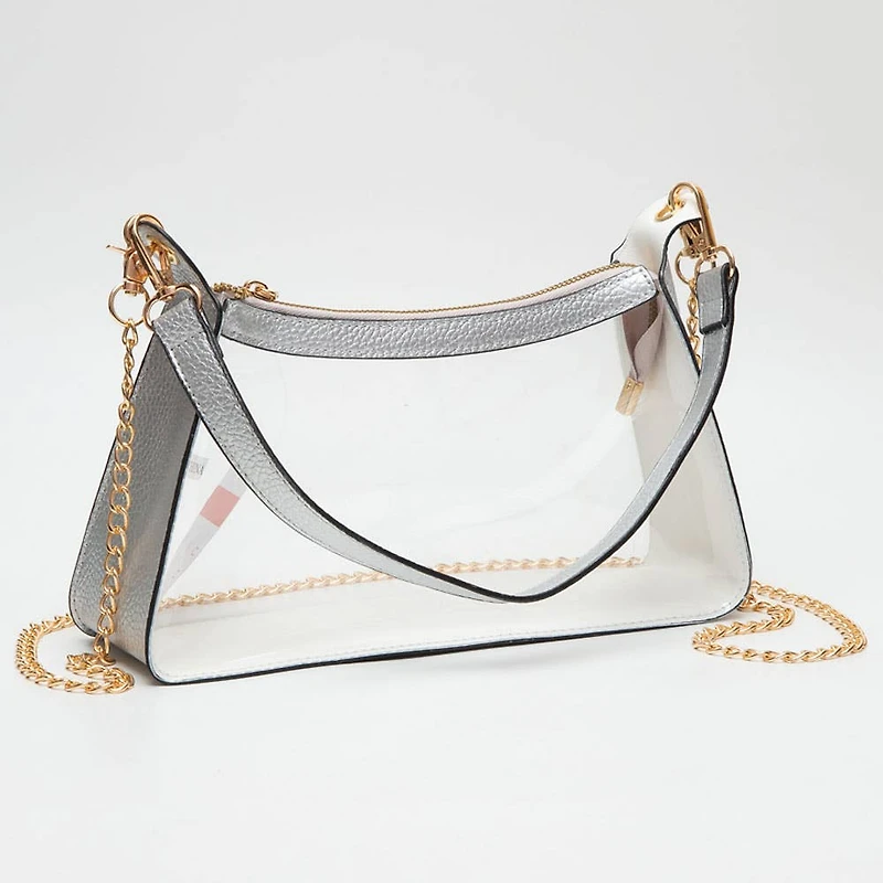 Transparent Hand Bag / Baguette Bag / Crossbody Bag
: Silver