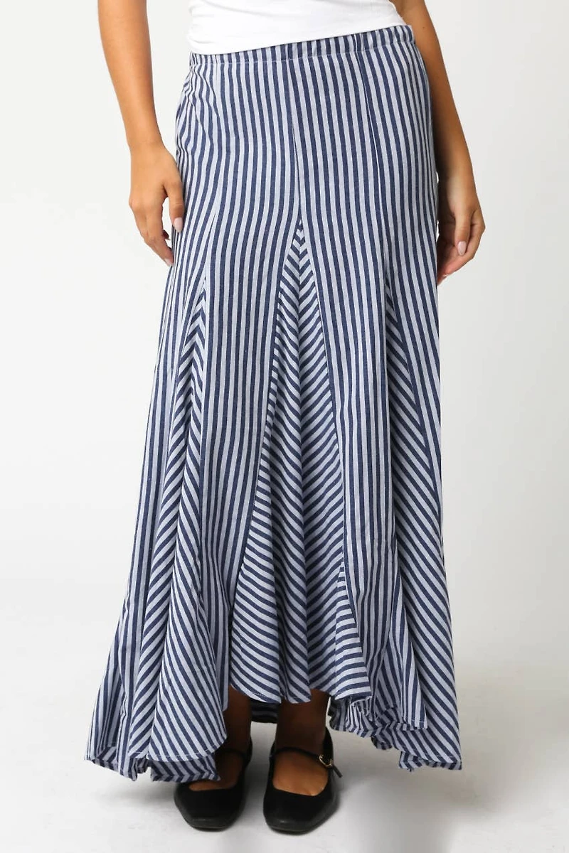 Blue & White Stripe Maxi Skirt