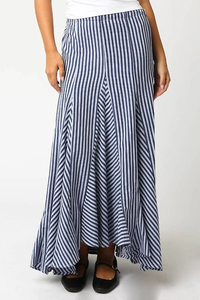 Blue & White Stripe Maxi Skirt
