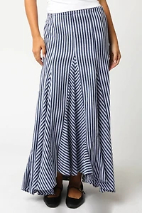 Blue & White Stripe Maxi Skirt