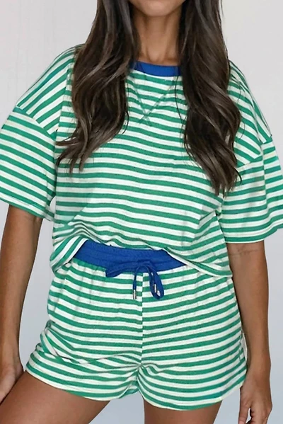 Stripe Terry Short Set