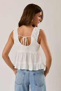 White Lace Trim Top