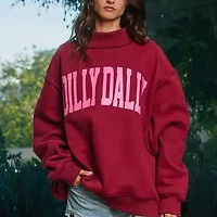 Burgundy 'DILLY DALLY' Mockneck