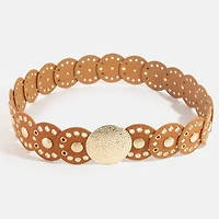 Brown Hammered Accent Faux Leather Belt