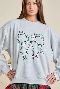 Christmas Bow Lights Embroidery Crewneck