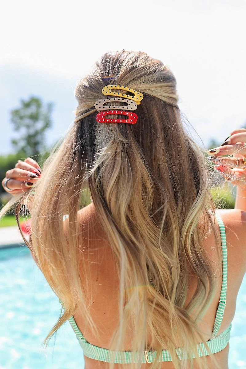 Polka Dot Mini Lay Down Claw Clip