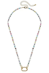 Mazie Rainbow Pearl Charm Necklace Big Clasp