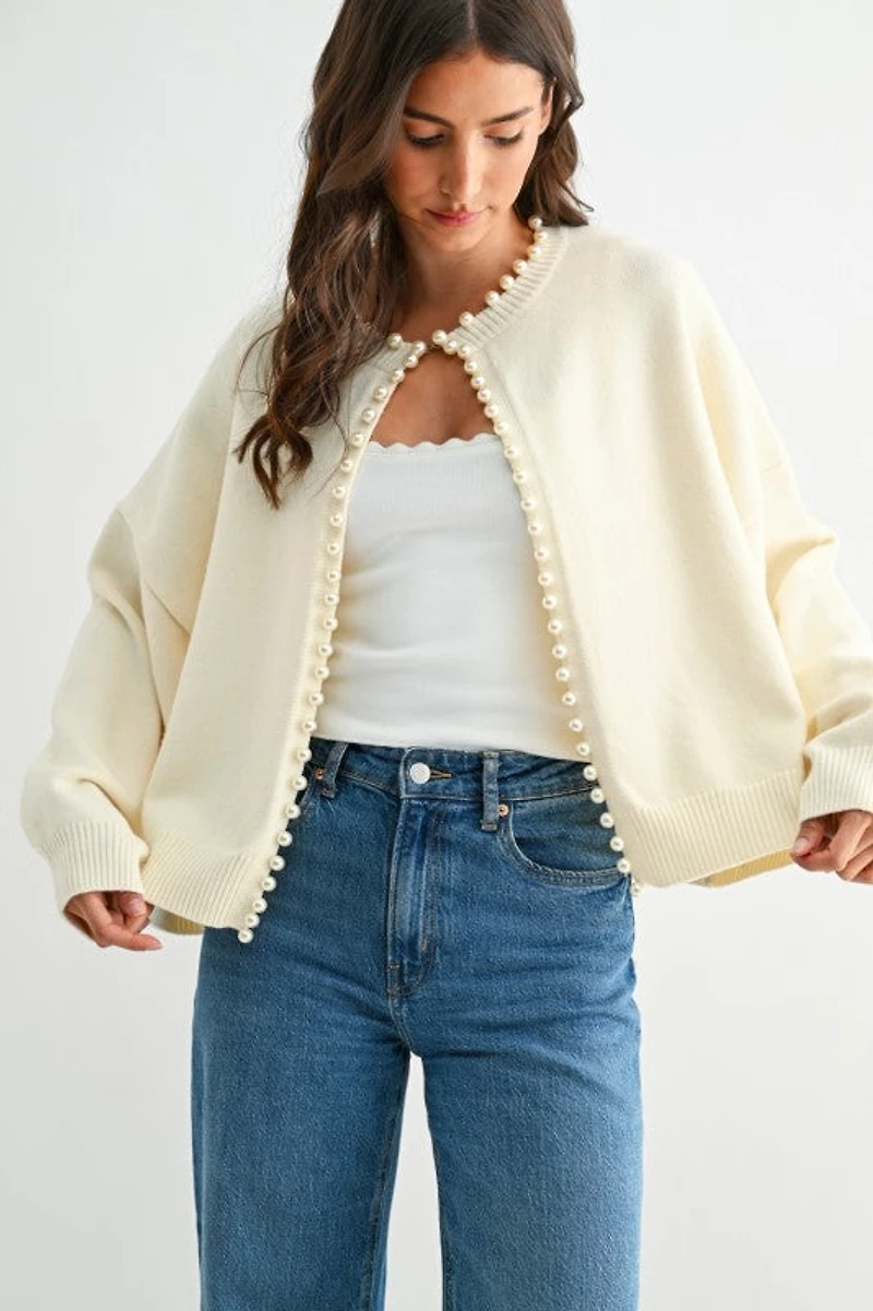 Pearl-Embellished Cardigan