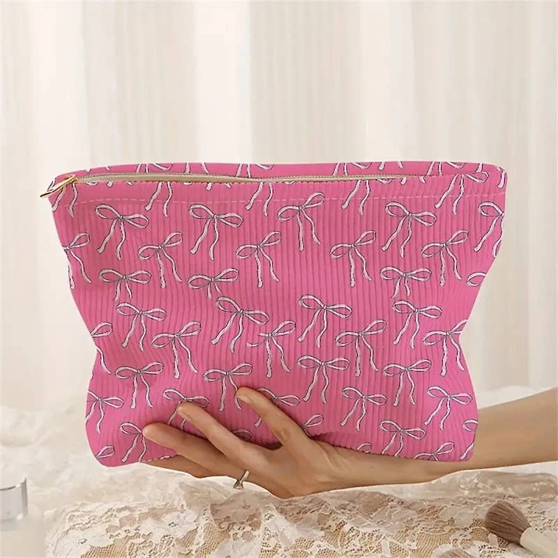 Hot Pink Bow Makeup Bag