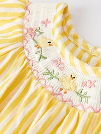 Chick Floral Smocking Girls Romper
