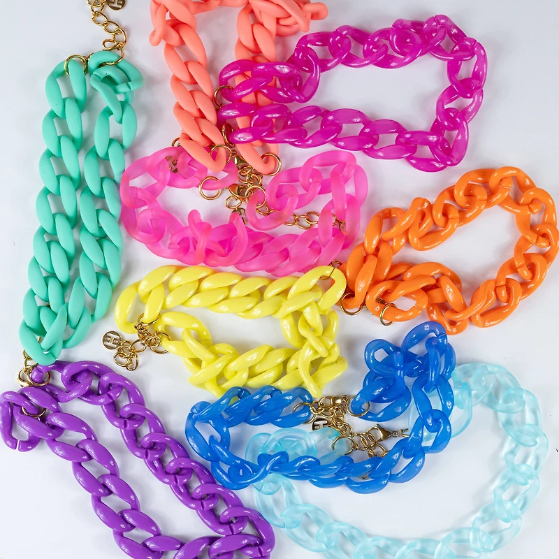 Orange Acrylic Chain Link Necklace