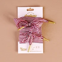 Step It Up Shoelaces-Gingham Burgundy