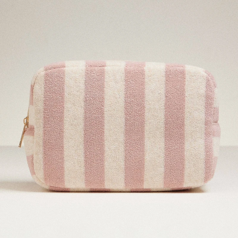 Pink Terry Fabric Striped Bag
