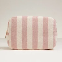 Pink Terry Fabric Striped Bag